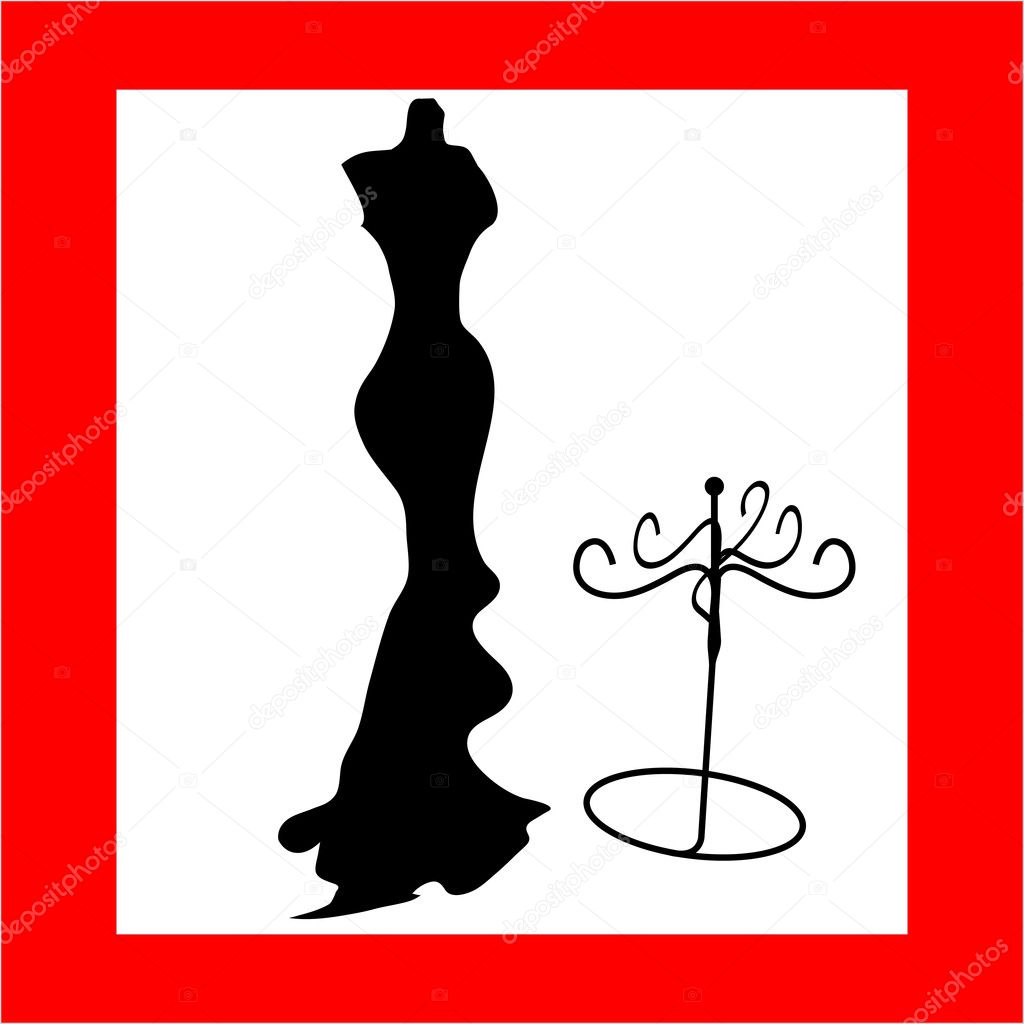 Silhouette female mannequin and black iron hanger