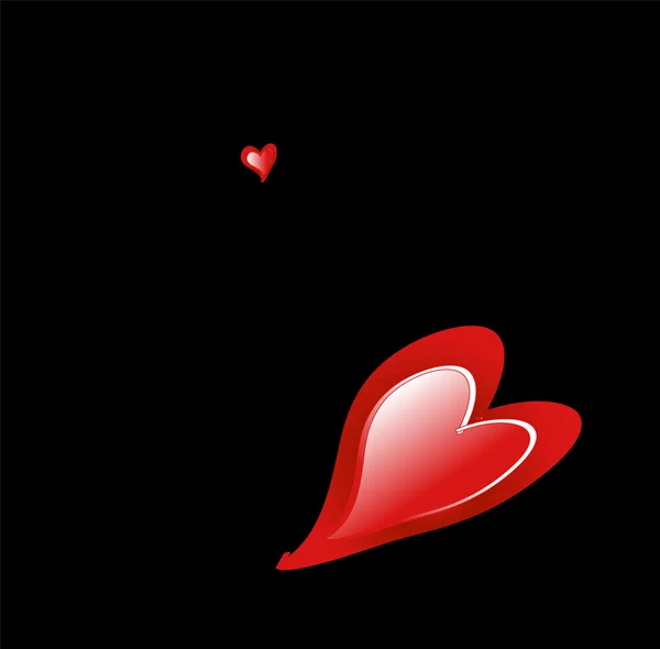 Coeurs rouges abstraits sur fond noir — Image vectorielle
