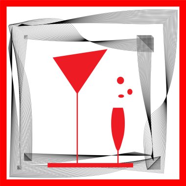 Abstraction wineglass and black red lines clipart