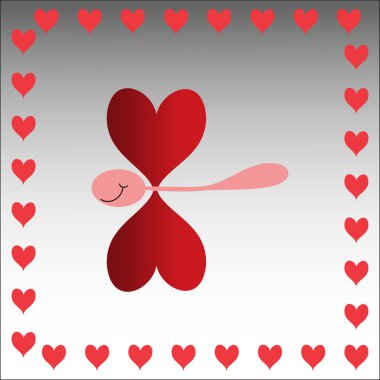 Dragonfly smiles with wings in form of heart clipart