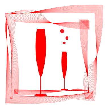 Abstraction wineglass and red lines clipart