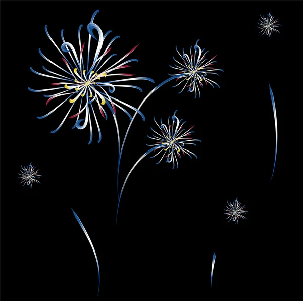 Multi-colored bright fire fireworks — Stock Vector