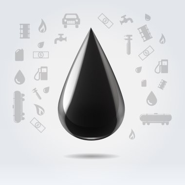 Black glossy oil fuel drop clipart