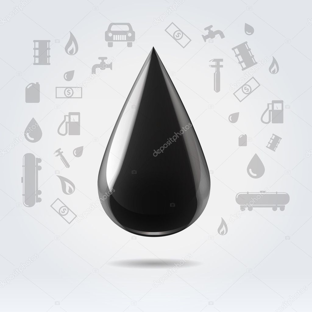 Black glossy oil fuel drop