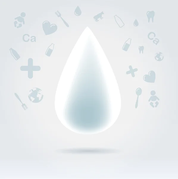 Biały świecące kropla mleka z tematem ikony — Wektor stockowy