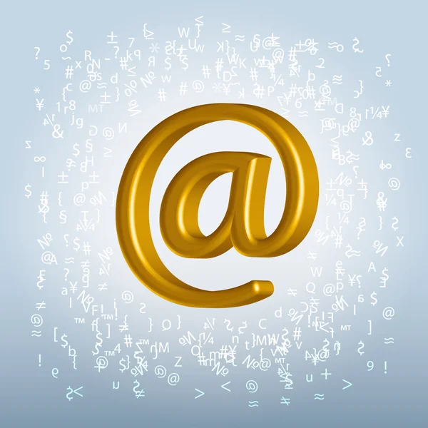 Золотой блестящий металлический символ электронной почты над дрянной шумно Backgroun — стоковый вектор