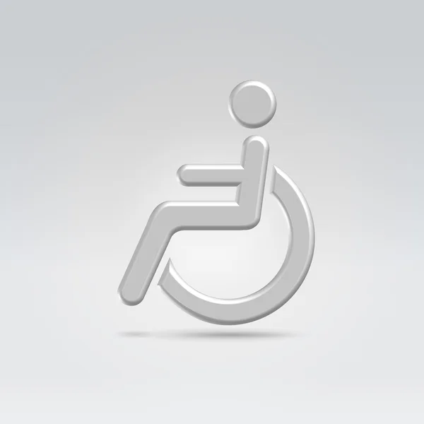 Çöp Adam tekerlekli sandalye simge kavram metalden yapılmış sırt ateş — Stok Vektör