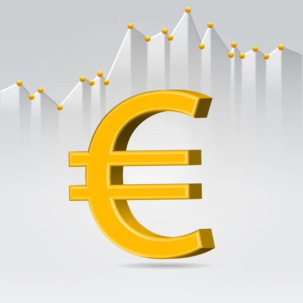 Gráfico de stocks do euro dourado — Vetor de Stock