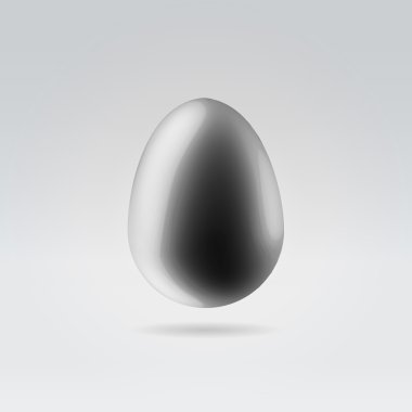 Pure black glossy plastic egg hanging in space clipart