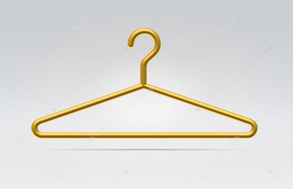 Golden polished realistic fashion clothes hanger icon