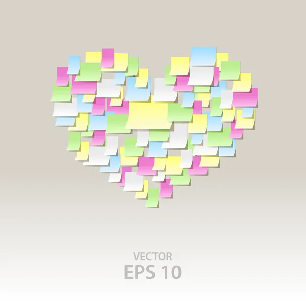 Poznámky Sticky notes srdce pro den svatého Valentýna — Stockový vektor