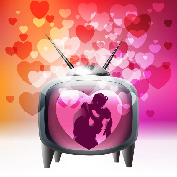 Amor televisión — Vector de stock