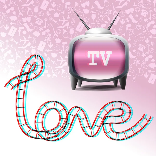 Amore TV set simboli — Vettoriale Stock