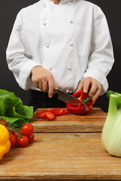 stock image Chef chopping vegetables