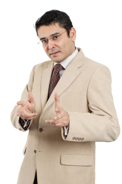 Индийский бизнесмен делает жест рукой — стоковое фото