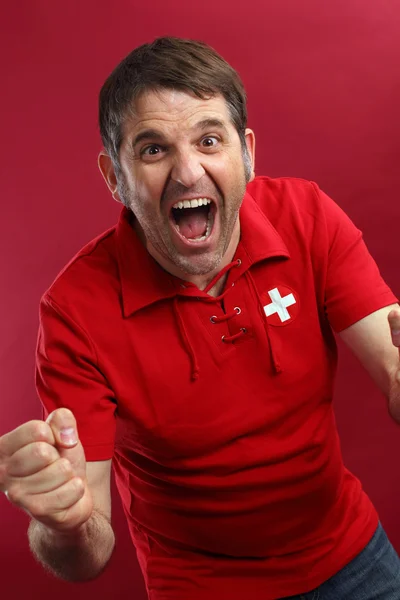 Swiss sportenventilator schreeuwen — Stockfoto