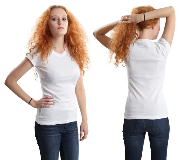 Bardzo kobiece sobie puste biała koszula — Zdjęcie stockowe
