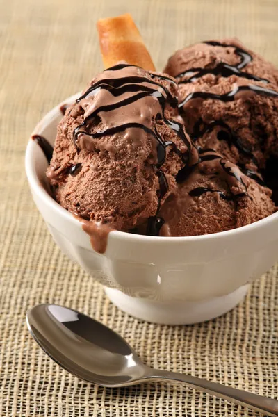Bowl of chocolate ice cream — Stock Photo, Image