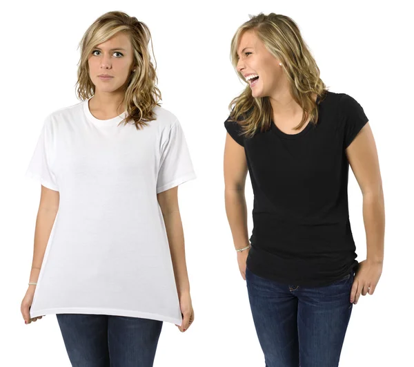 Feminino com camisas em branco — Fotografia de Stock