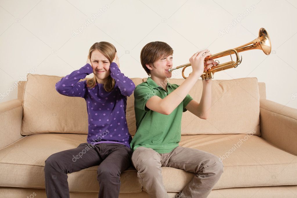 Playing trumpet badly
