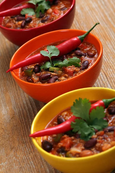 Bowls of chili — Stock Photo, Image