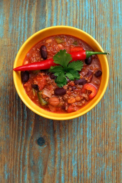 Bowl of chili — Stock Photo, Image