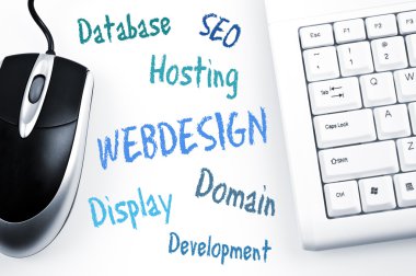 Webdesign word scheme and computer keyboard clipart