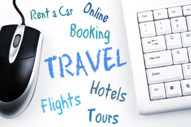 Travel word scheme and computer keyboard clipart