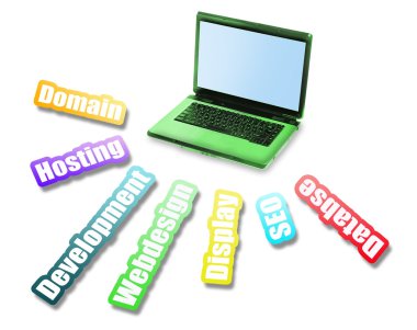 Webdesign message and laptop clipart