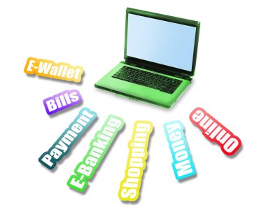 E-banking message and laptop clipart