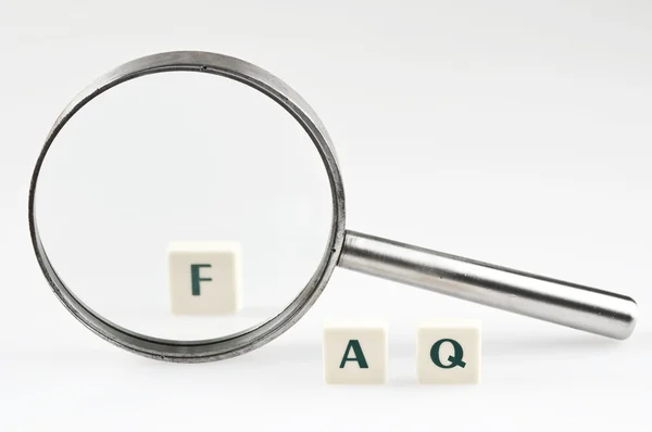FAQ programu word i szkło powiększające — Zdjęcie stockowe