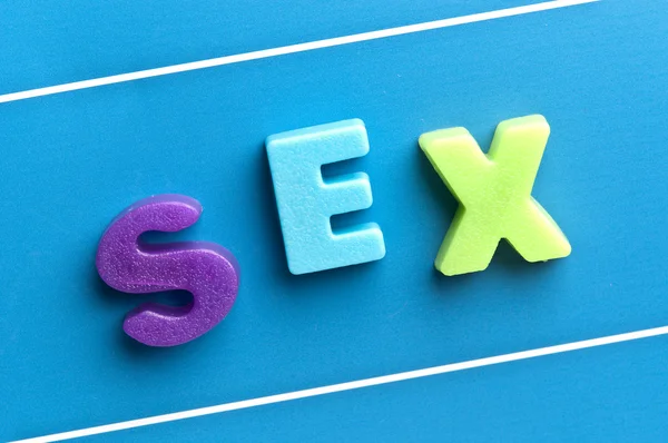 stock image Sex word on blue board