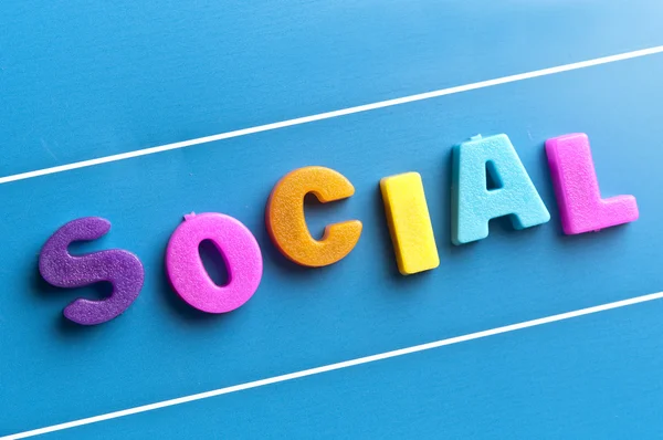 Social word on blue board — Stock Photo, Image