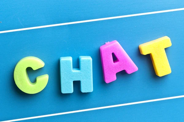 Chat word on blue board — Stock Photo, Image
