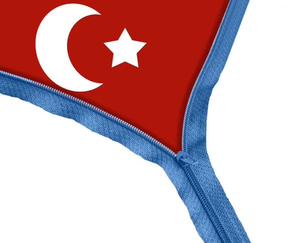 Turecko vlajka pod zipem — Stock fotografie