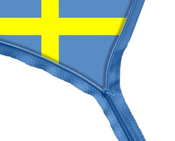 Flaga Szwecji pod zamkiem błyskawicznym — Zdjęcie stockowe
