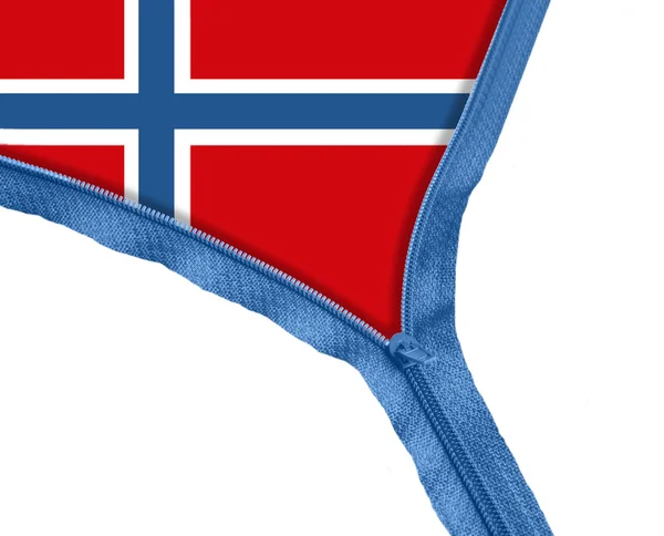 Norwegische Flagge unter Reißverschluss — Stockfoto