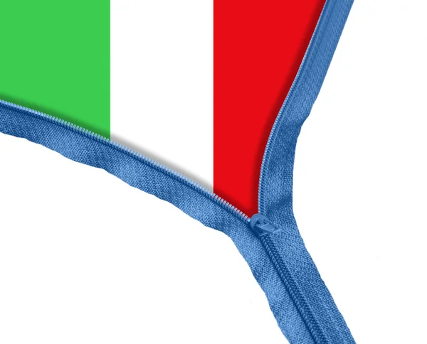 Flaga Włochy pod zamkiem błyskawicznym — Zdjęcie stockowe