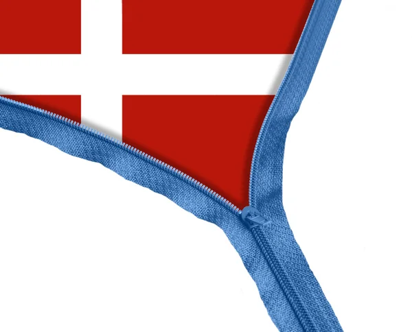 Danemark flag under zipper — Stock Photo, Image