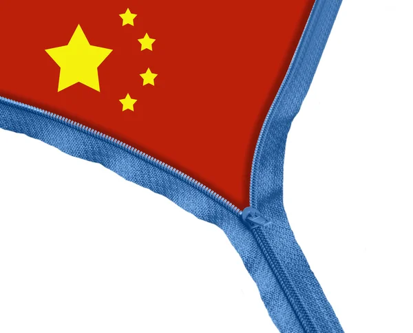 중국 깃발 지퍼 아래 — 스톡 사진
