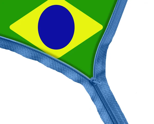 Brasilianische Flagge unter Reißverschluss — Stockfoto
