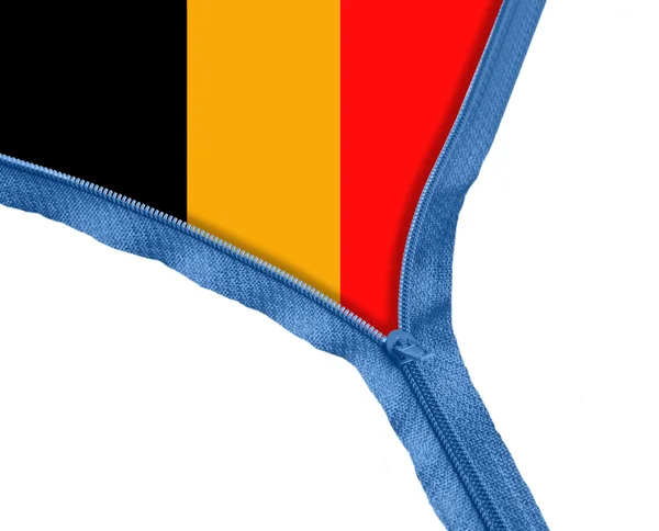 Flaga Belgii pod zamkiem błyskawicznym — Zdjęcie stockowe