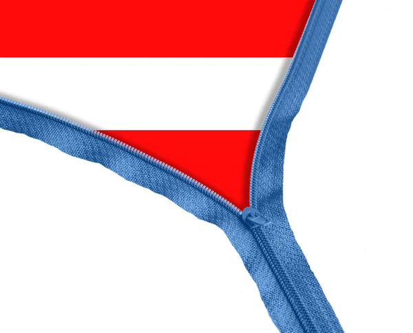 Österreich-Flagge unter Reißverschluss — Stockfoto