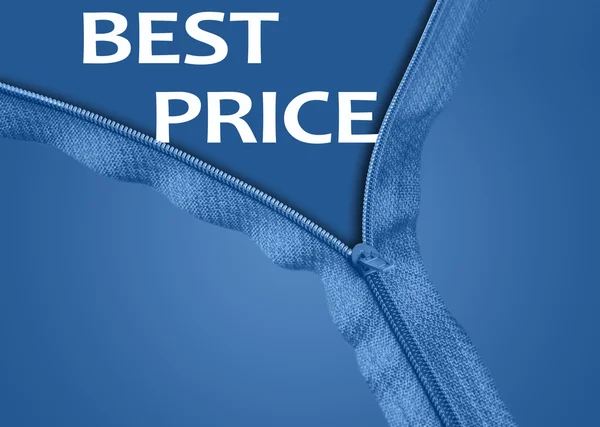 Best Price word under zipper — Stock Photo, Image