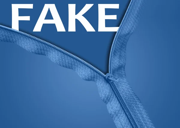 Fake word under zipper — Stock Photo, Image