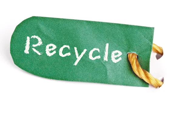 Recycle woord op etiket — Stockfoto