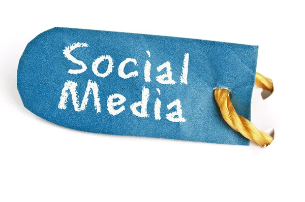 Sociale media woord op etiket — Stockfoto