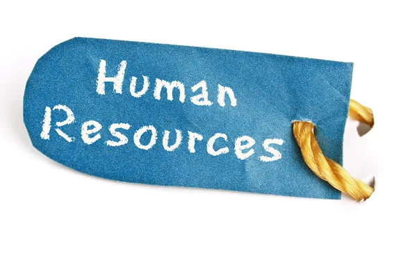 Menselijke hulpbronnen woord op etiket — Stockfoto