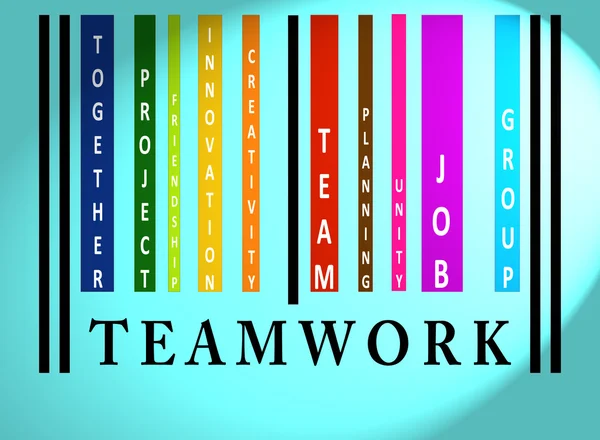 Palavra de trabalho em equipe no código de barras colorido — Fotografia de Stock