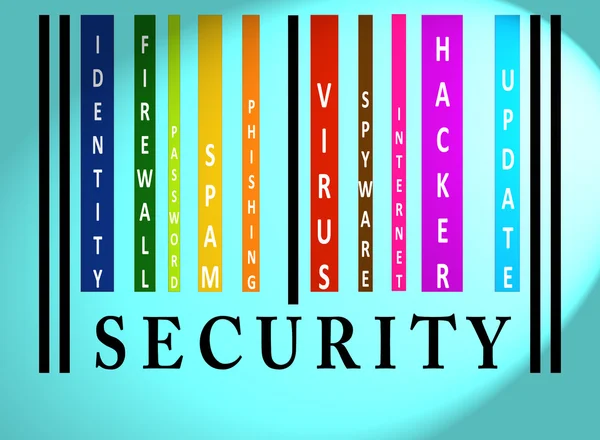 Sicherheitswort auf farbigem Barcode — Stockfoto